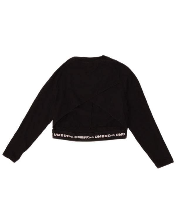 Umbro Womens Graphic Crop Sweatshirt Jumper UK 8 Small Black Bomuld
