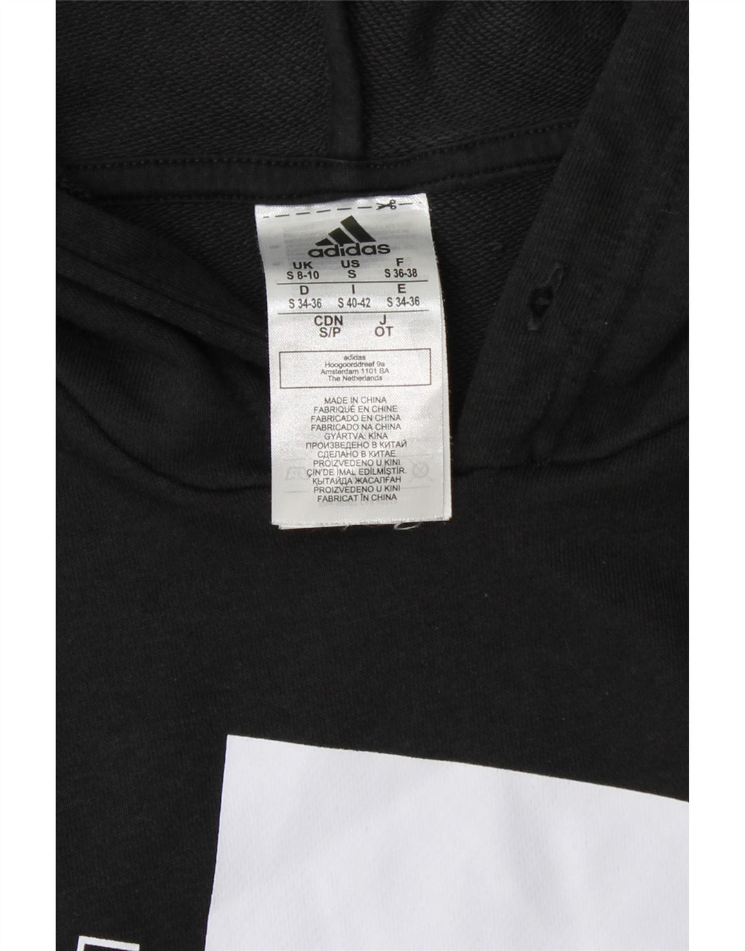 ADIDAS Grafisk hættetrøje til kvinder UK 8/10 Lille sort bomuld