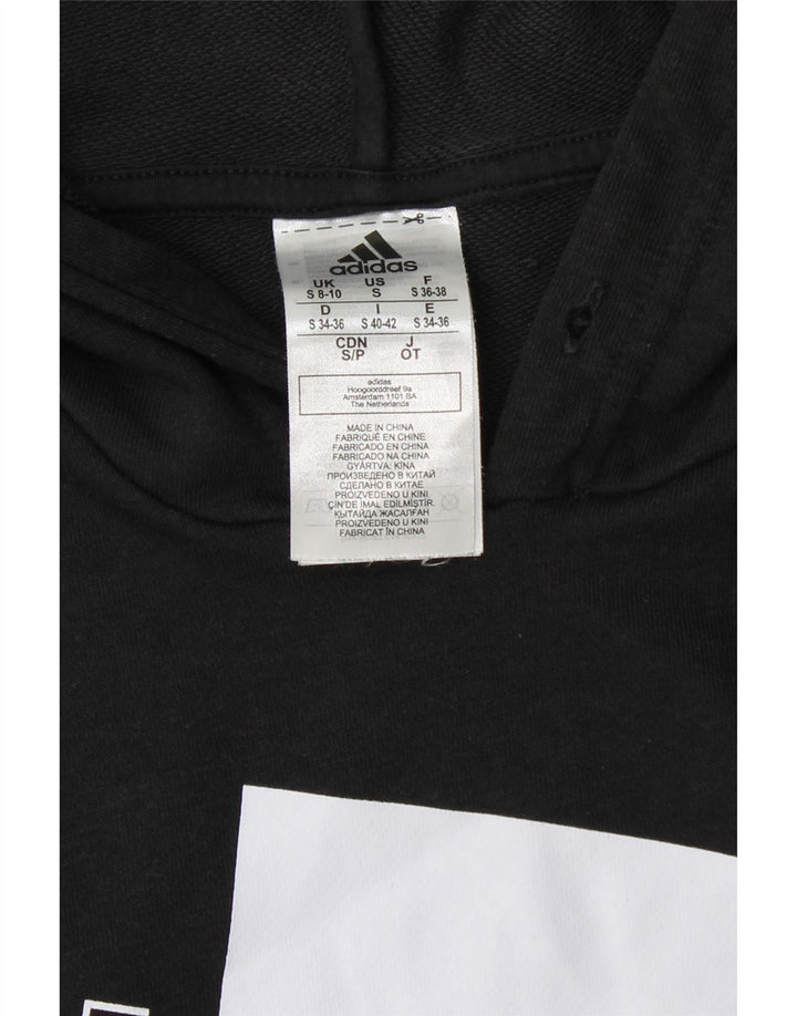 ADIDAS Grafisk hættetrøje til kvinder UK 8/10 Lille sort bomuld