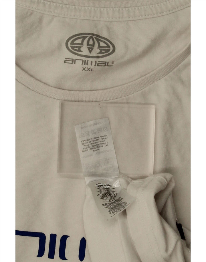 Animal Herre Grafisk T-Shirt Top 2XL Hvid Bomuld