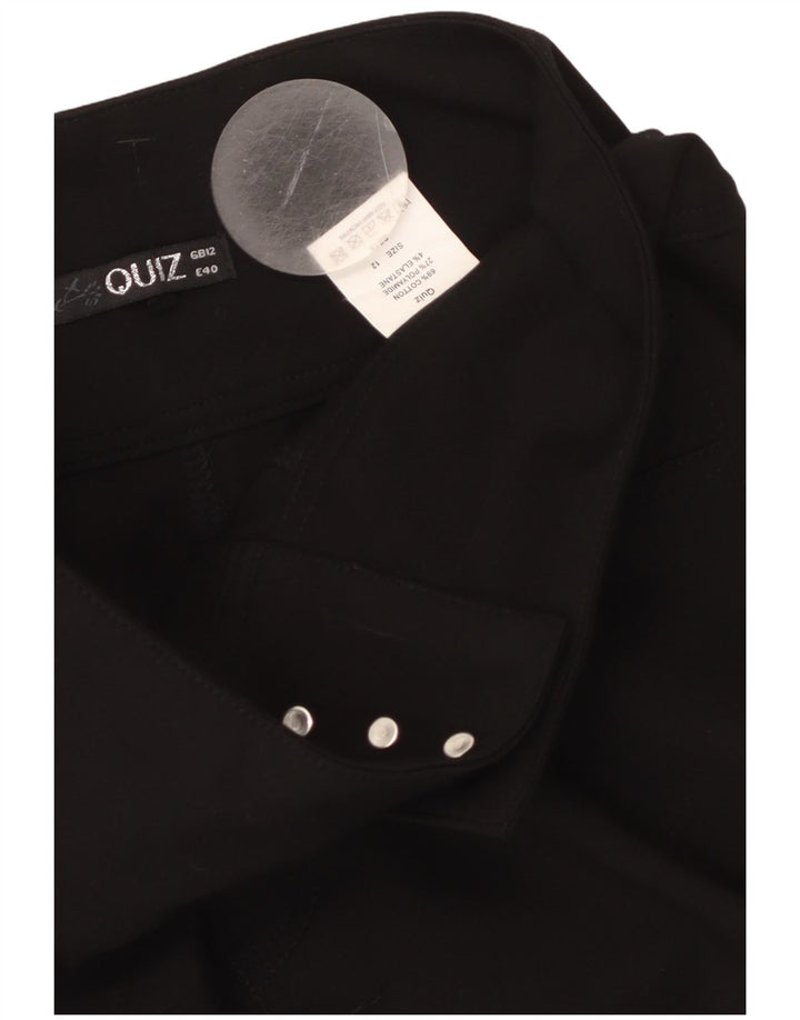 QUIZ Kvinder Højtaljede Slanke Casual Bukser UK 12 Medium W28 L28 Sort