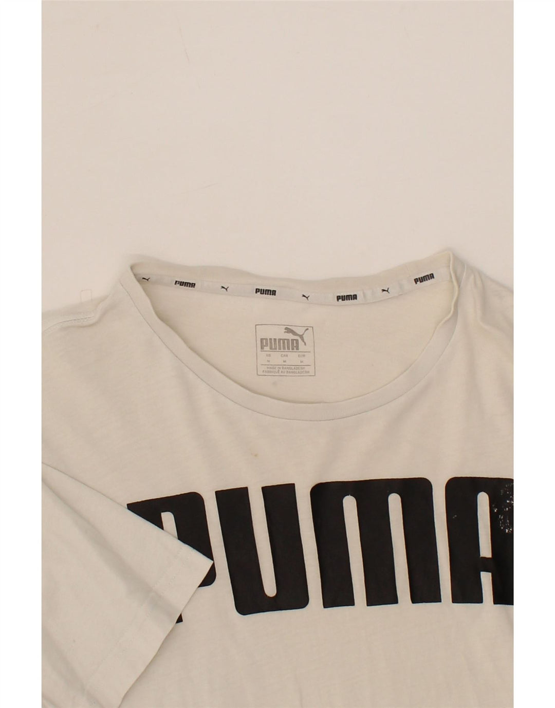 PUMA Mens Graphic T-Shirt Top Medium White Cotton Vintage Puma and Second-Hand Puma from Messina Hembry 