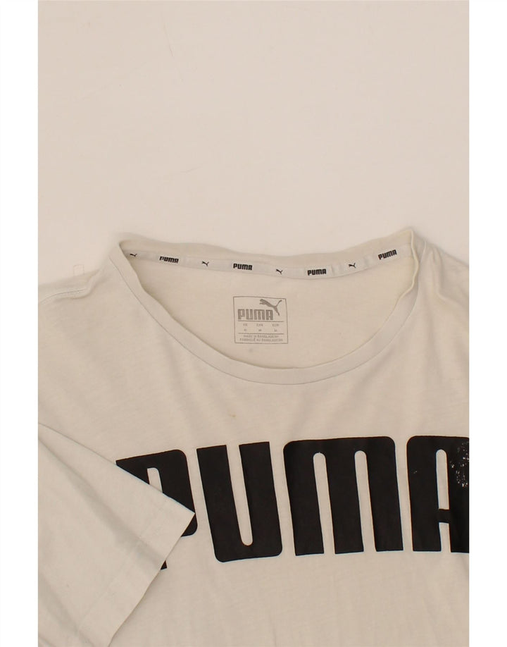 PUMA Mens Graphic T-Shirt Top Medium White Cotton Vintage Puma and Second-Hand Puma from Messina Hembry 