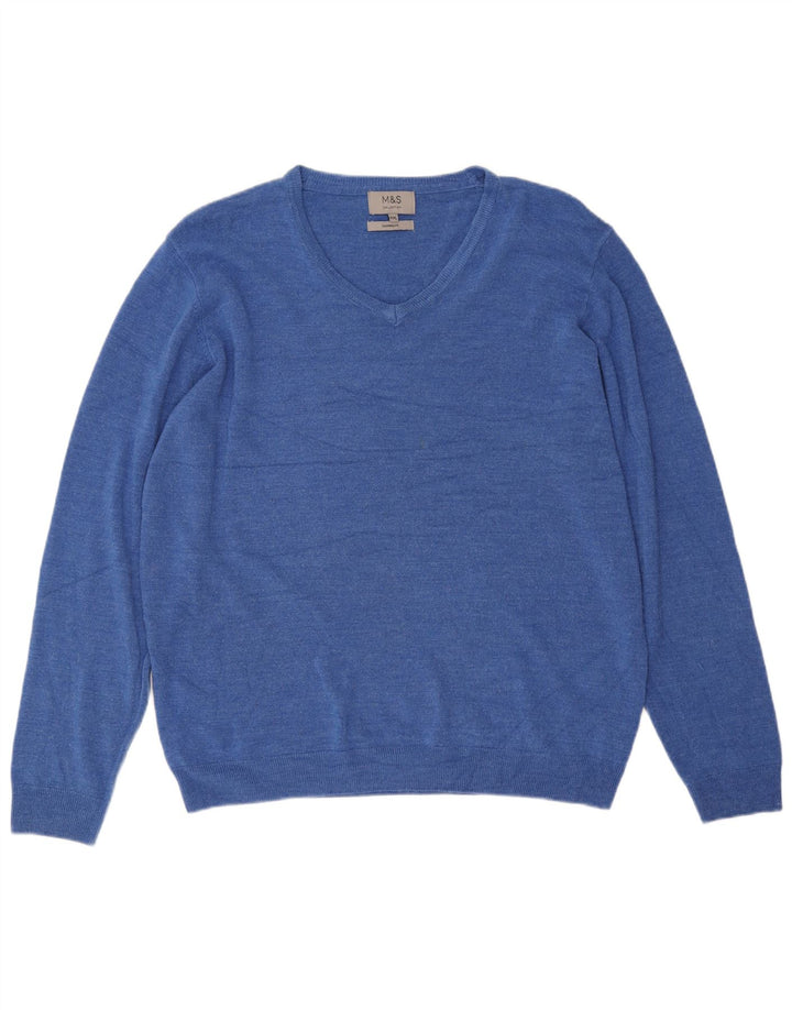Marks & Spencer Herre V-hals sweater 2XL Blå Akryl