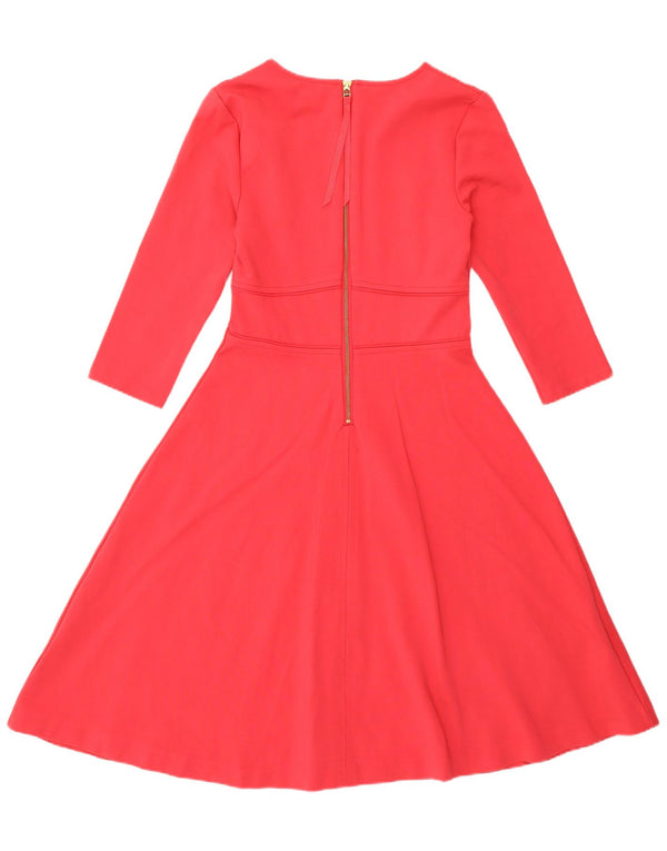 Boden Dame 3/4 ærmer Regular A-Line Kjole UK 10 Small Red Viscose