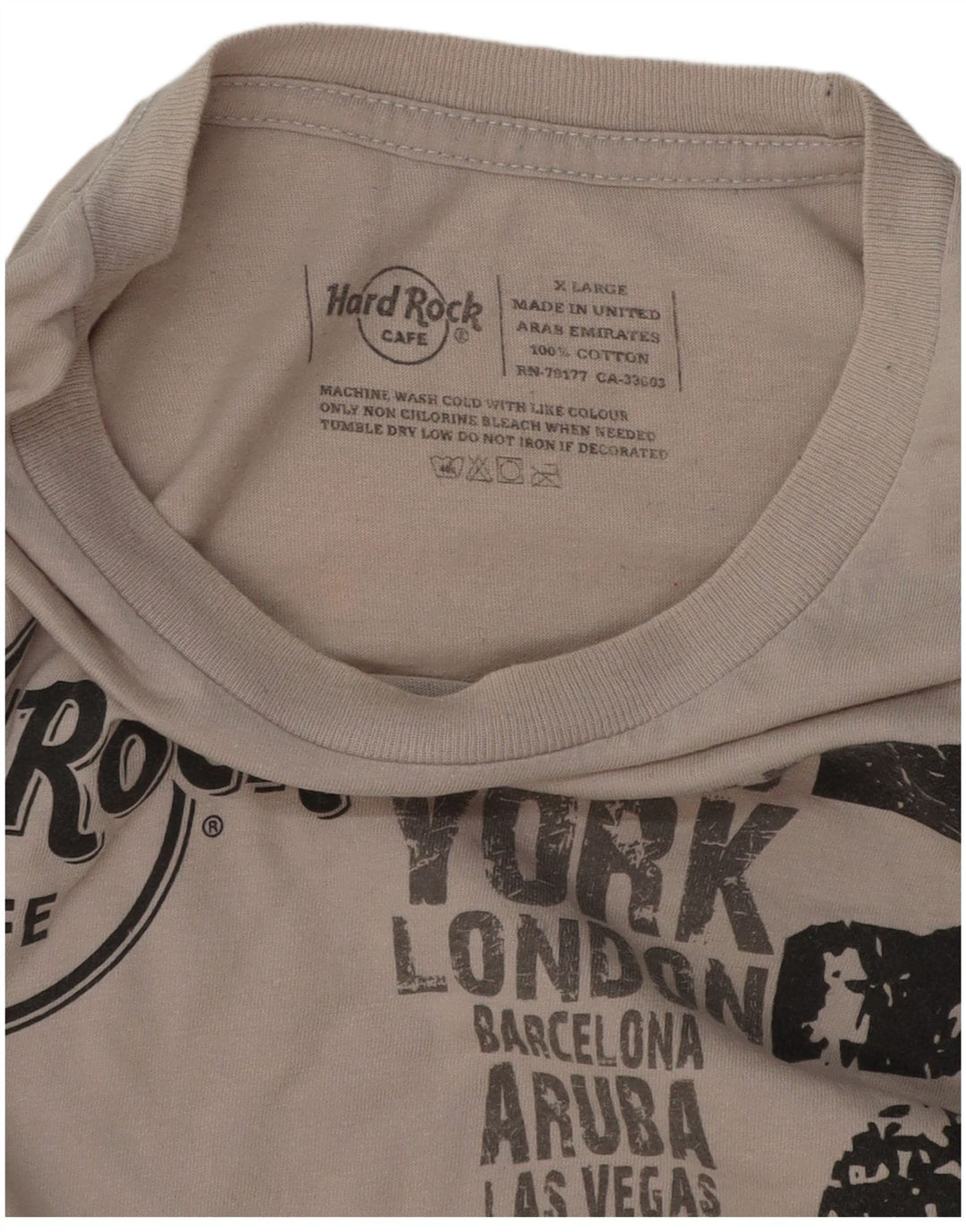Hard Rock Cafe Herre Rom Grafisk T-Shirt Top XL Grå Bomuld