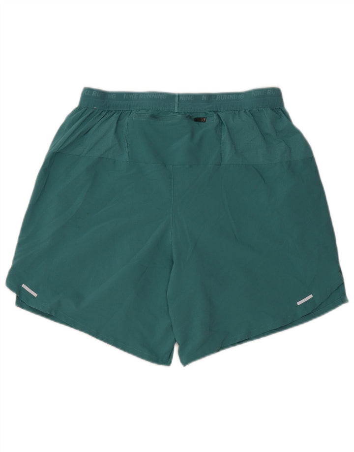 NIKE Dri Fit grafiske sportsshorts til kvinder UK 14 mellemgrøn polyester