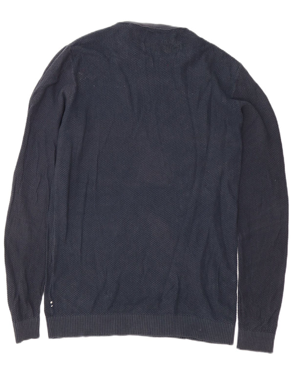 Jack & Jones Mens Crew Neck Jumper Sweater Medium Navy Blue Cotton