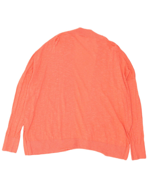 Gap Dame Oversized Open Cardigan Sweater UK 18 XL Orange Bomuld