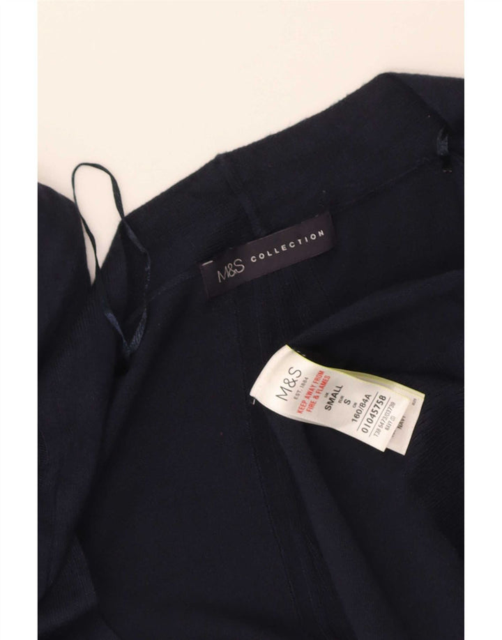 Marks & Spencer Dame Longline Åben Cardigan Sweater UK 10 Small Navy Blue