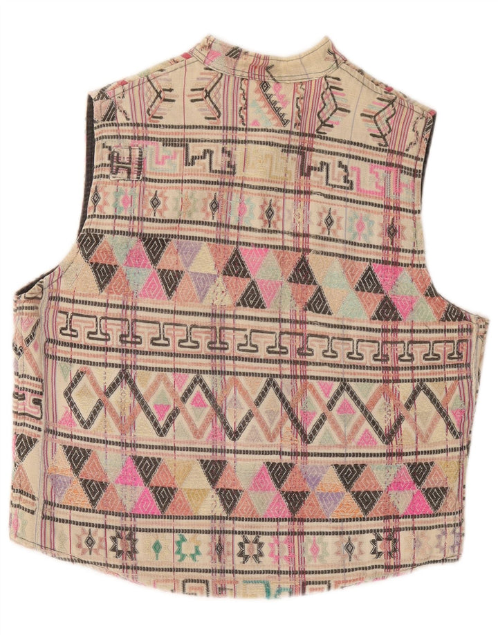 VINTAGE Mens Waistcoat Medium Multicoloured Geometric