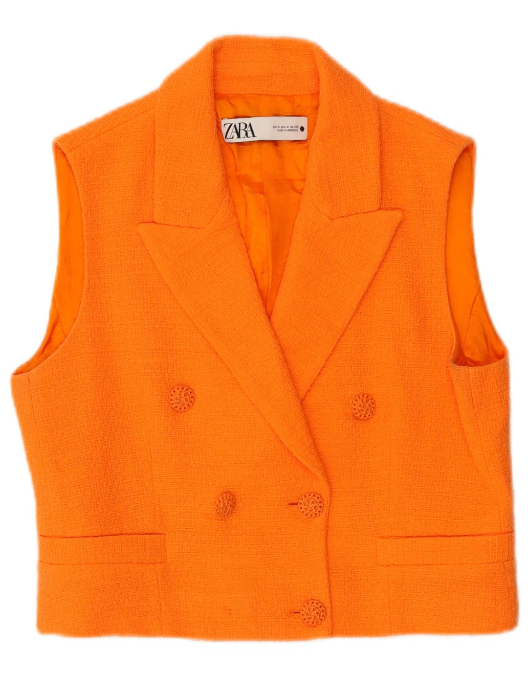 Zara Womens Crop Dobbeltradet vest UK 14 Medium Orange