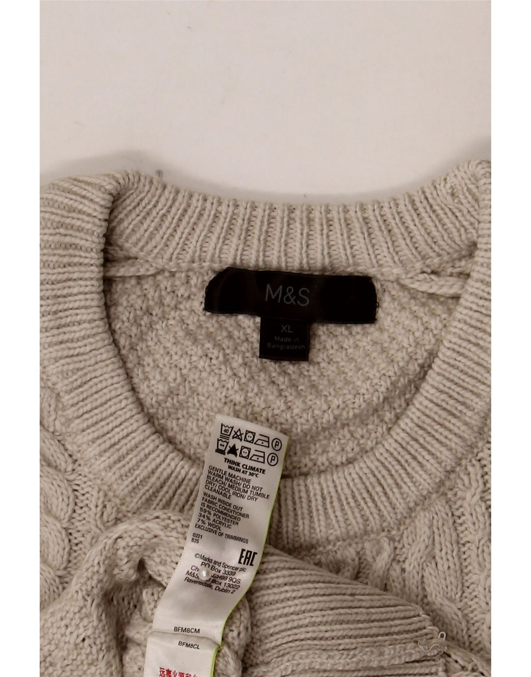 Marks & Spencer Herre sweater med rund hals XL Grå polyester