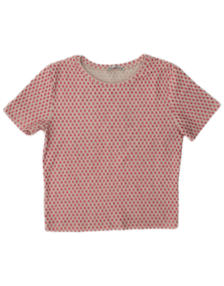 Zara Womens Crop Top UK 12 Medium Pink Geometric