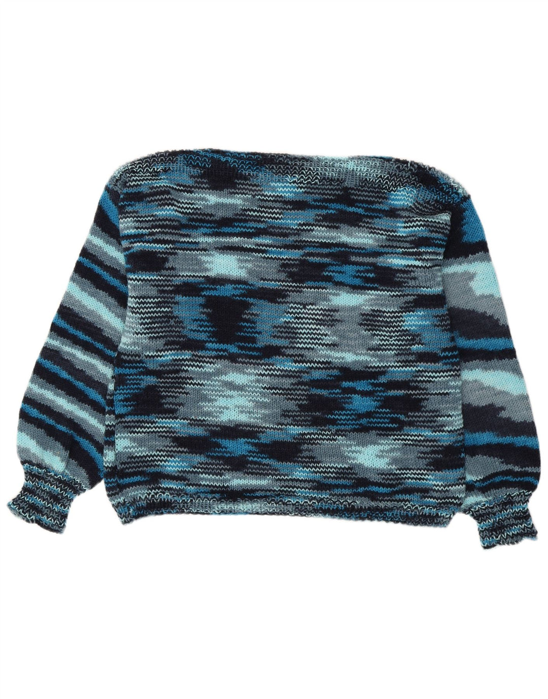 Vintage Dame Boat Neck Jumper Sweater UK 16 Stor Blå Stribet