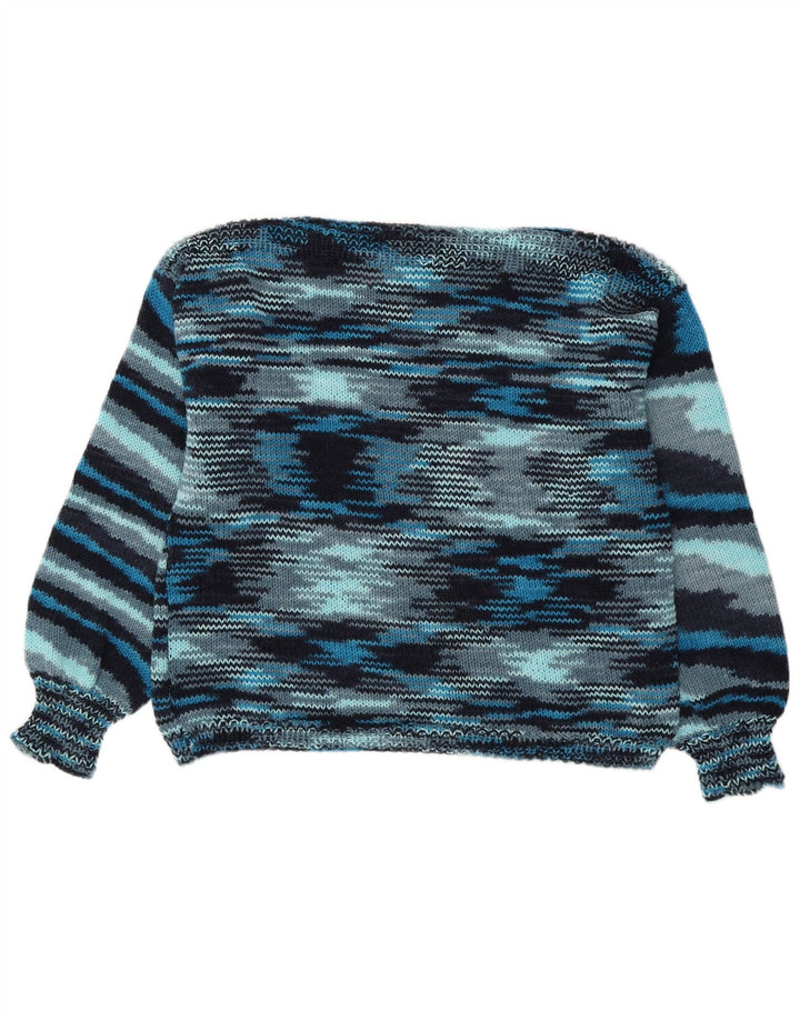 Vintage Dame Boat Neck Jumper Sweater UK 16 Stor Blå Stribet