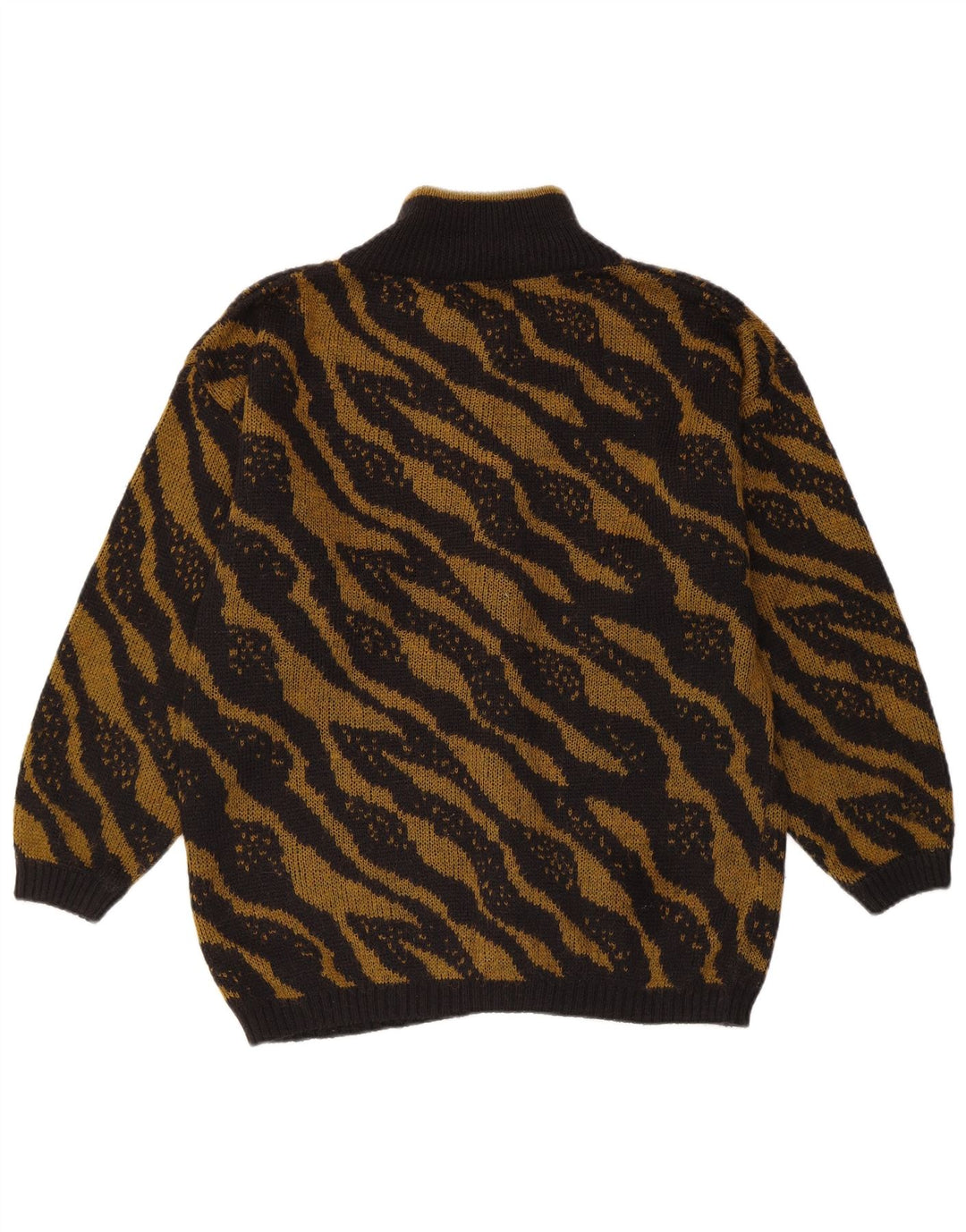 VINTAGE Dame Cardigan Sweater UK 16 Stor Sort Stribet