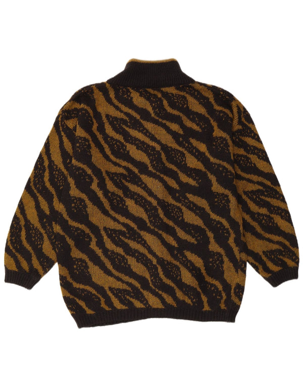 VINTAGE Dame Cardigan Sweater UK 16 Stor Sort Stribet