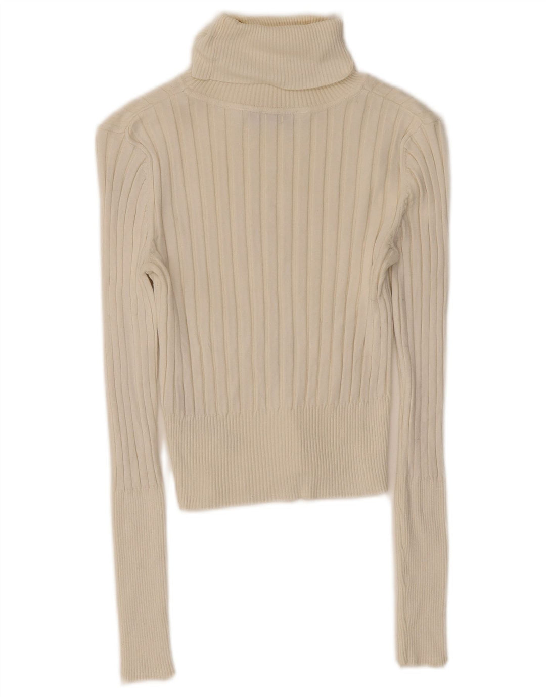 Zara Womens Crop Roll Neck Top Langærmet UK 10 Small White Viscose