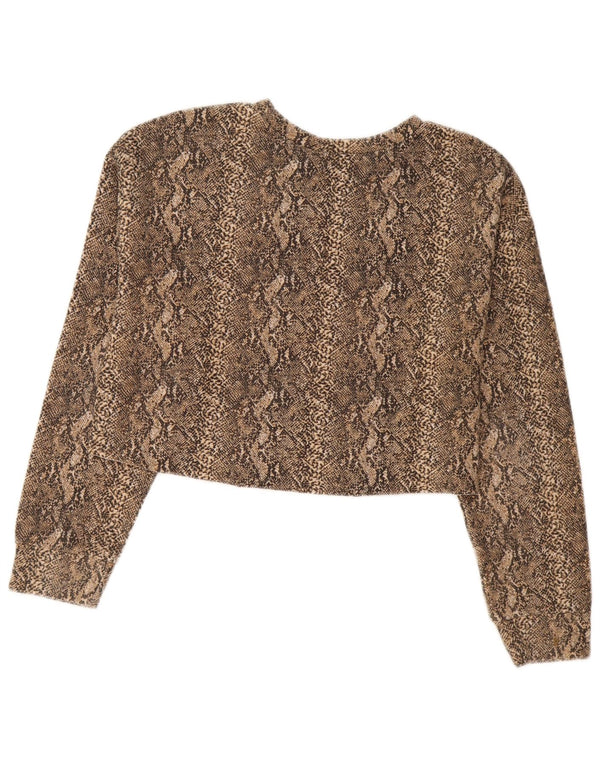Zara Dame Trafaluc Crop Top Langærmet UK 14 Medium Brown Animal Print