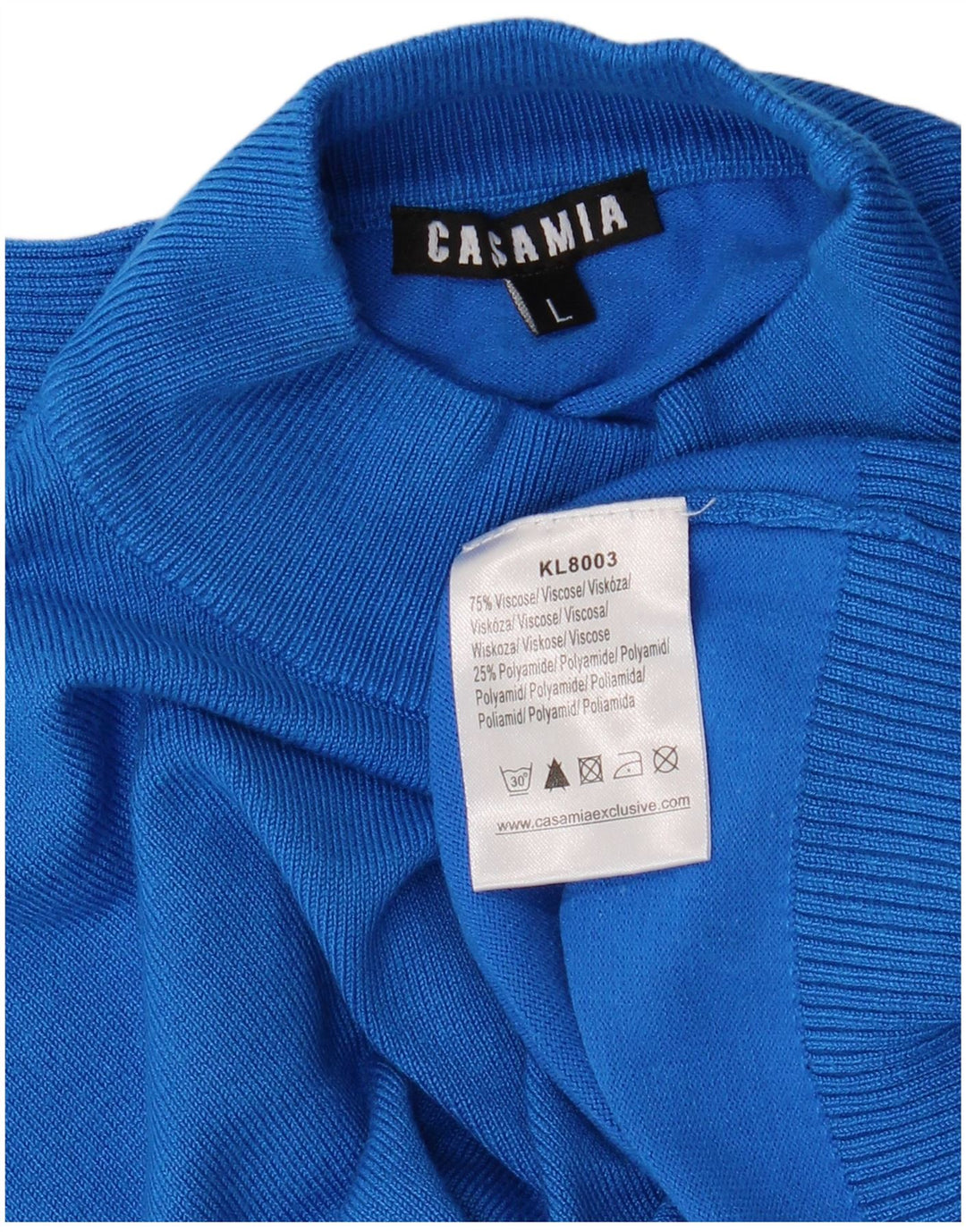 CASAMIA Dame Turtle Neck Jumper Sweater UK 16 Large Blue Viscose