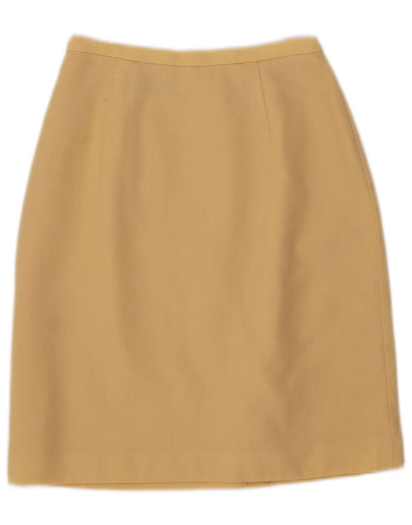 Laura Ashley Kvinder High Waist Pencil Skirt UK 10 Small W24 Yellow Wool