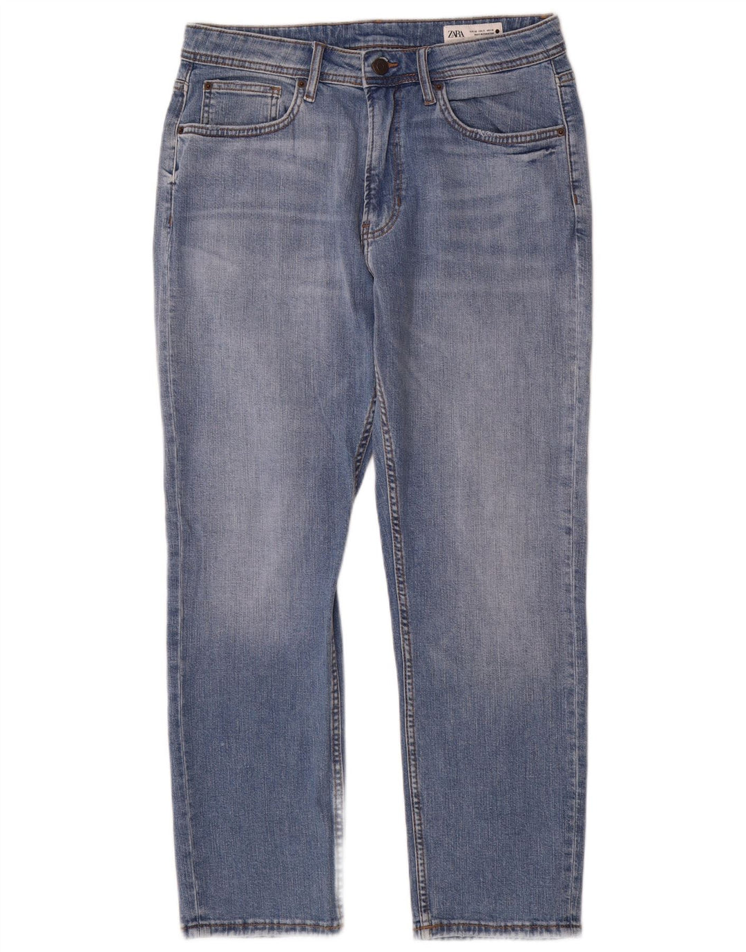Zara Dame Straight Jeans EU 40 Medium W30 L29 Blå Bomuld