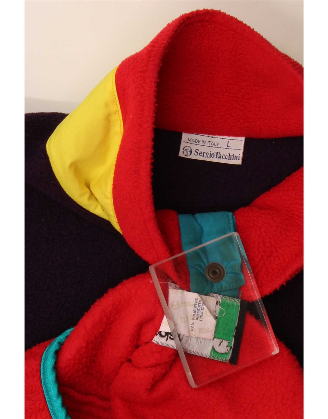 Sergio Tacchini Herre Button Neck Fleece Jumper Stor Rød Colourblock