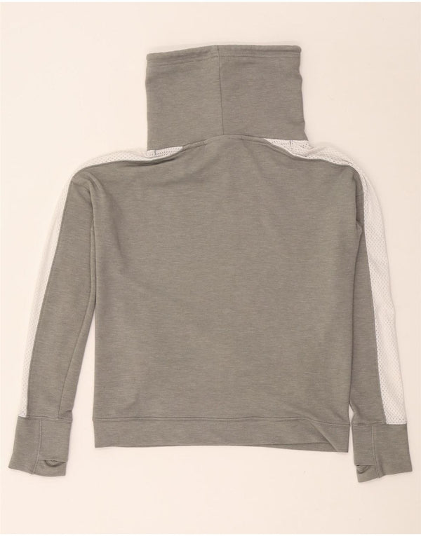 UNDER ARMOUR Dame Crop Loose Fit Hoodie Jumper UK 6 XS Grå Colourblock