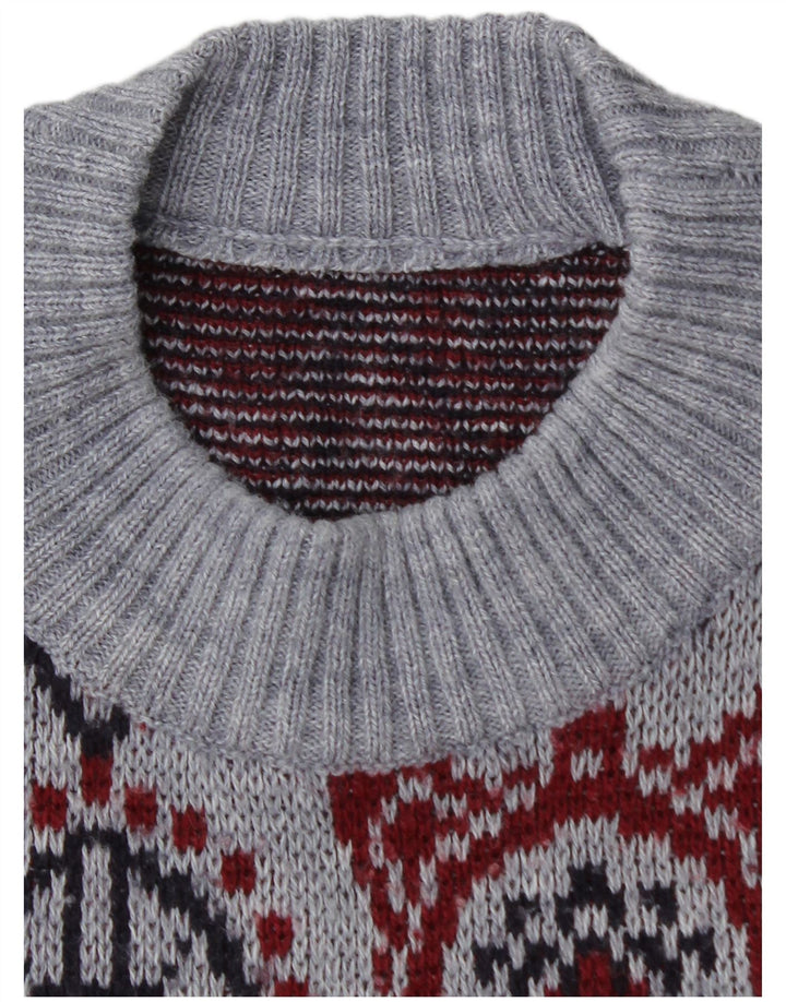 VINTAGE Herretrøjetrøje med rund hals Medium Blue Fair Isle