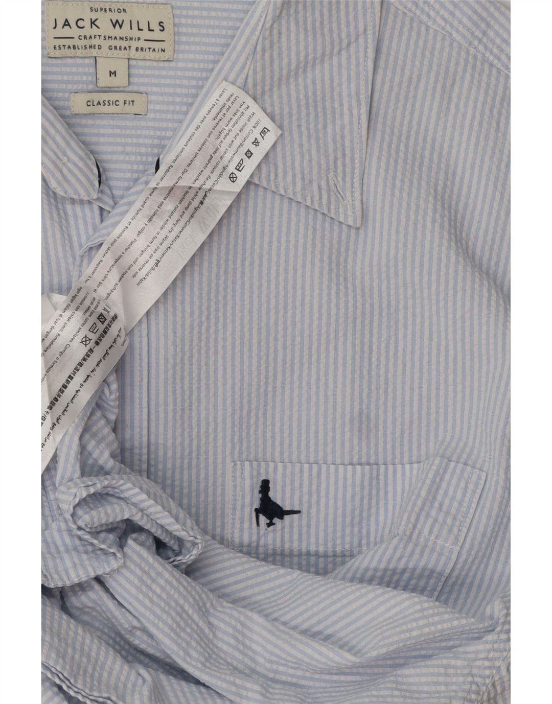 Jack Wills Herre Classic Fit skjorte Medium Blue Pinstripe Cotton