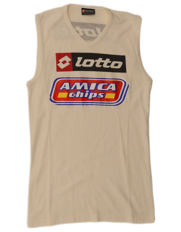 Lotto Mens Graphic Vest Top Small Off White Cotton