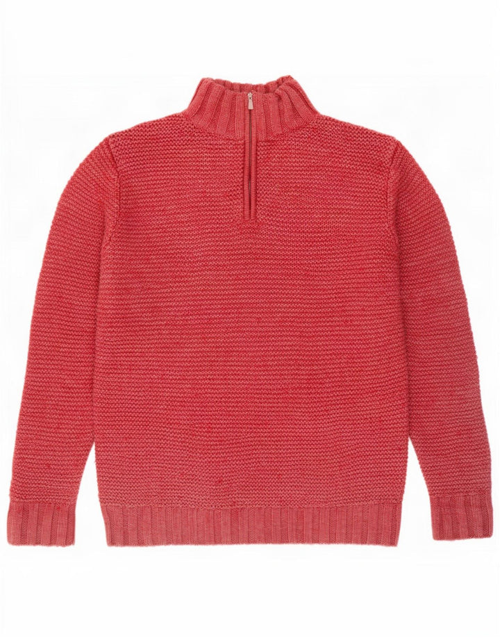 Egon Von Furstenberg Herre Zip Neck Jumper Sweater Stor Rød Uld