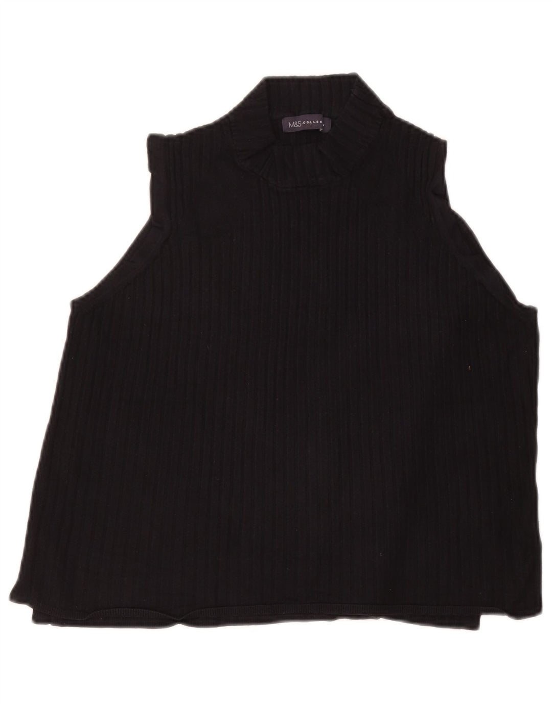 Marks & Spencer Dame Ærmeløs Crop Top UK 20 2XL Sort Viscose
