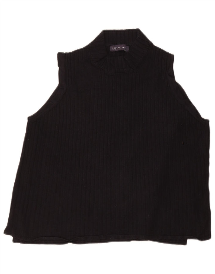 Marks & Spencer Dame Ærmeløs Crop Top UK 20 2XL Sort Viscose