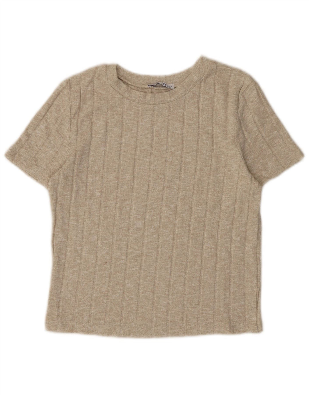 Zara Womens Crop T-Shirt Top UK 10 Small Beige