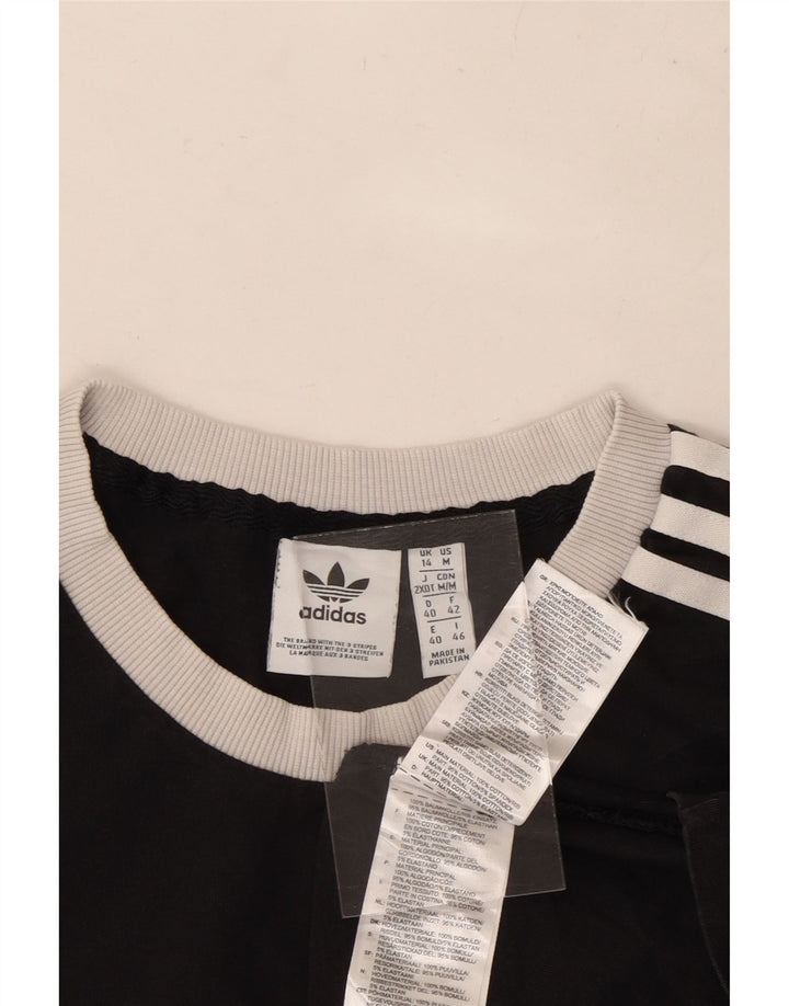ADIDAS Dame T-Shirt Top UK 14 Medium Sort Bomuld