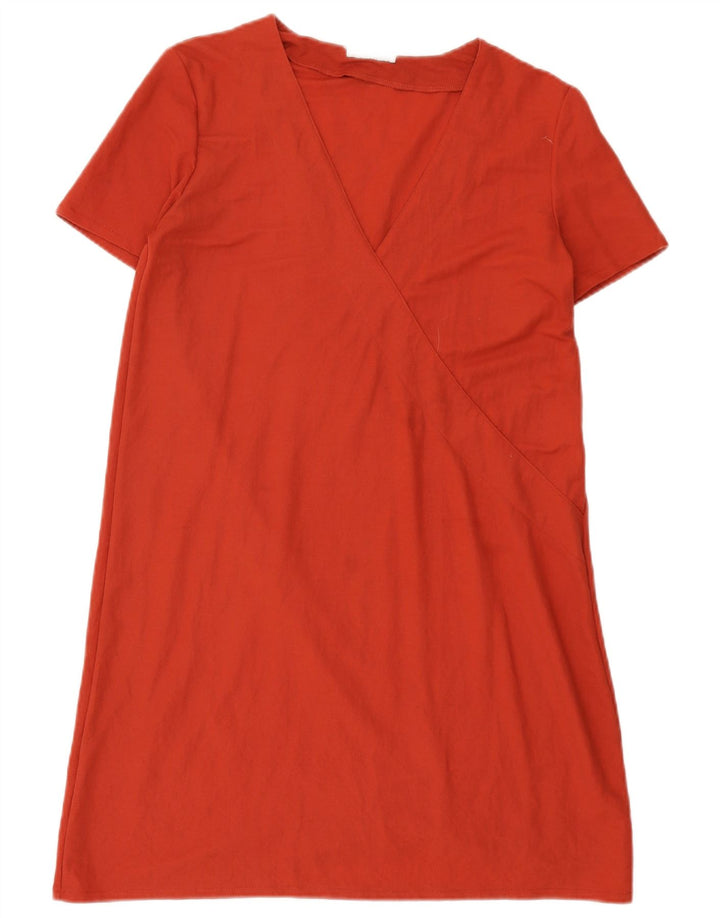 Zara Dame A-Line Kjole UK 14 Medium Rød Viscose