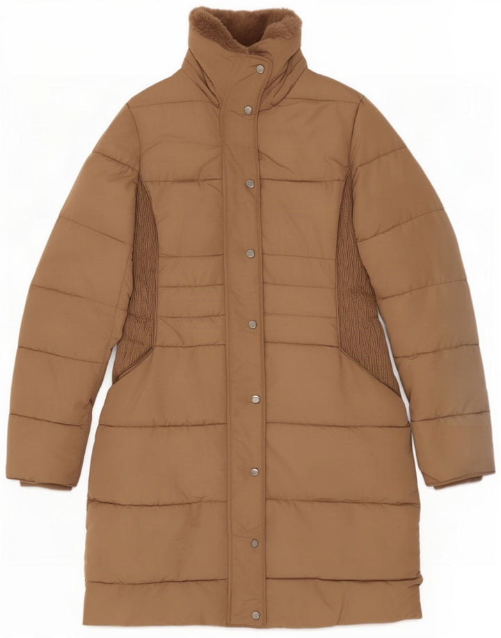 Hobbs polstret frakke til kvinder UK 8 Small Brown Colourblock Polyester