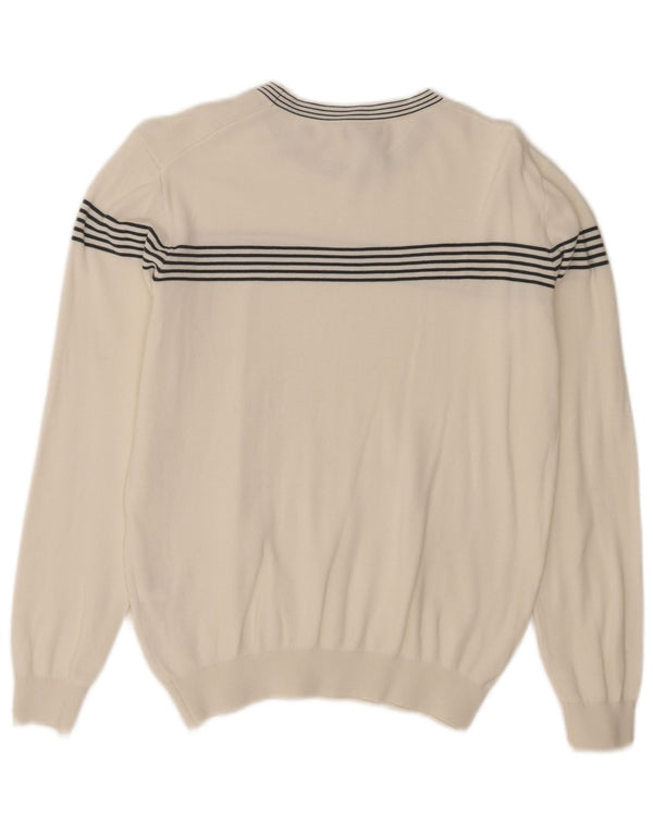 Reiss Herre Boat Neck Jumper Sweater UK 6 XS Hvidstribet bomuld