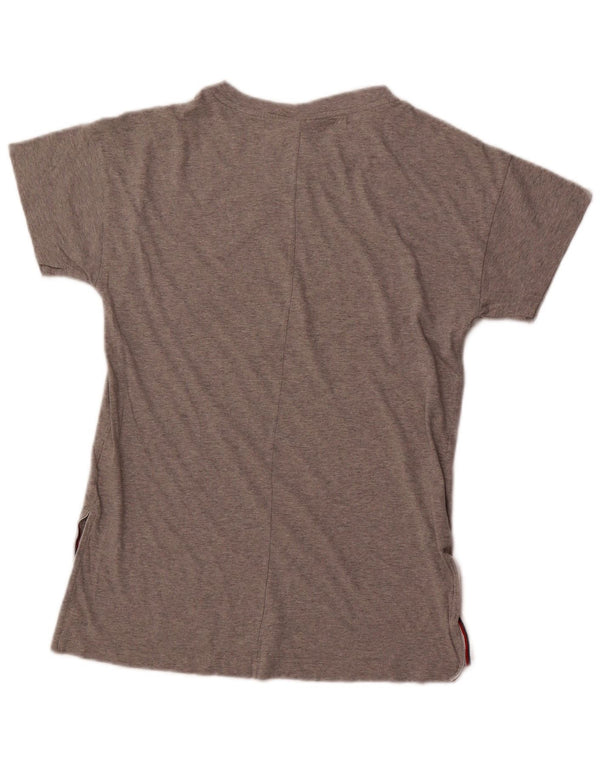 REEBOK Dame Klassisk grafisk T-shirt Top UK 12 Medium Grå Bomuld