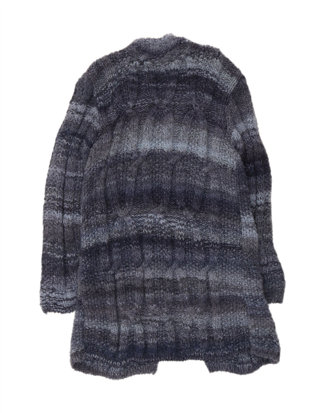 Vintage Dame Longline Cardigan Sweater UK 12 Mellem blå stribet