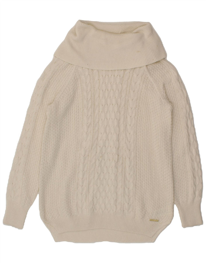 MICHAEL KORS Womens Roll Neck Jumper Sweater UK 14 Medium Off White Cotton Vintage Michael Kors and Second-Hand Michael Kors from Messina Hembry 