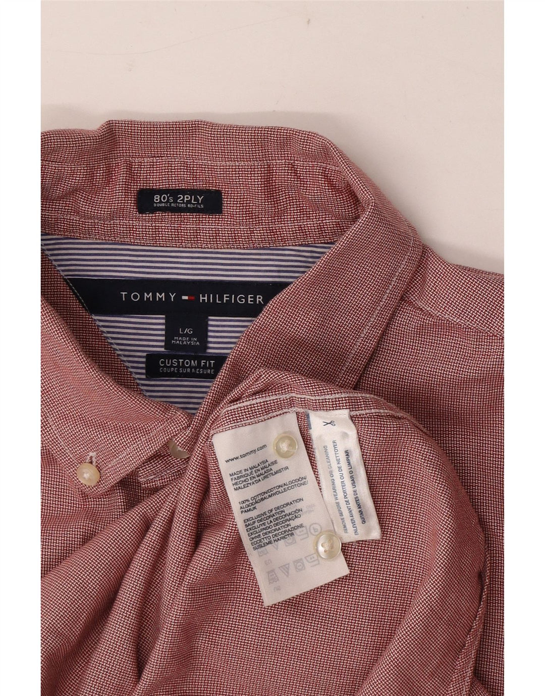 Tommy Hilfiger Herre Custom Fit skjorte Stor rød ternet bomuld