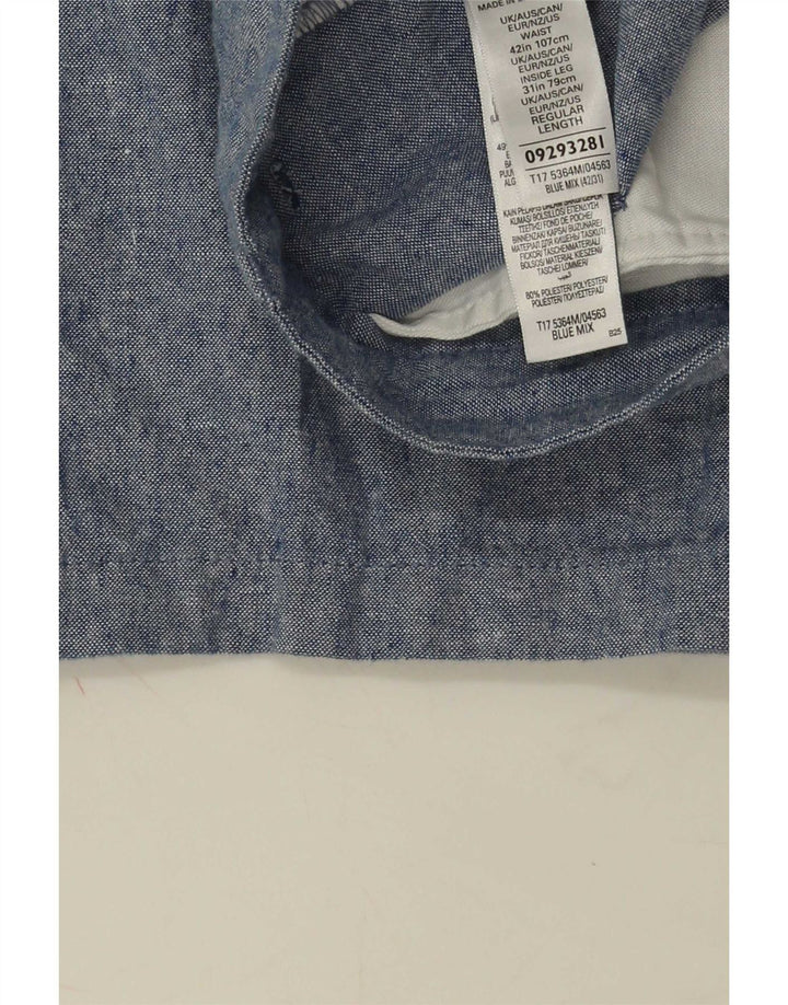 Marks & Spencer Straight Chino-bukser til mænd W42 L31 Blå hør