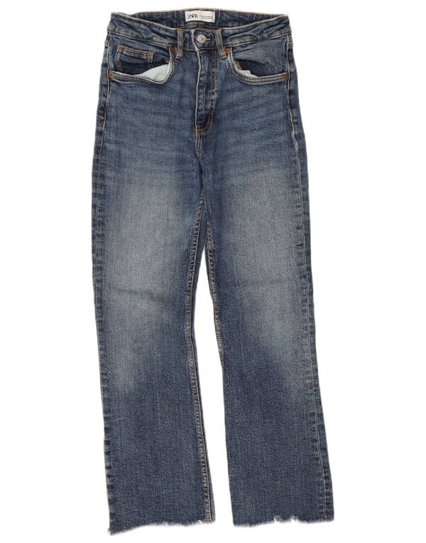 Zara Womens Crop Straight Jeans EU 36 XS W26 L25 Blå