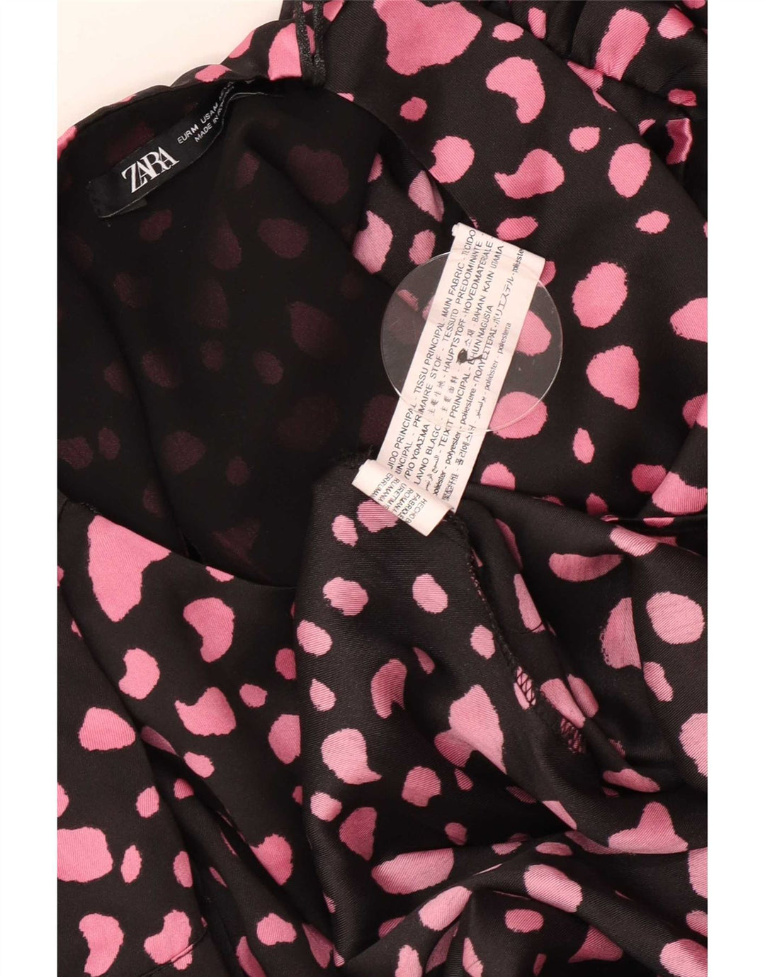 Zara Langærmet Maxikjole til kvinder UK 12 Mellem sort plettet polyester