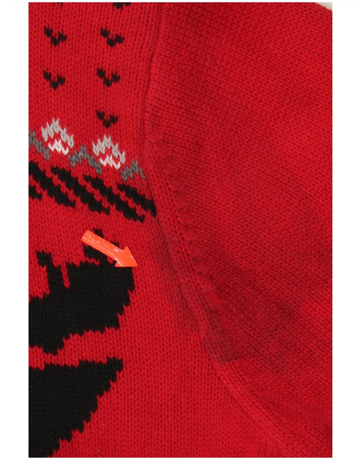Chaps Herre Zip Neck Jumper Sweater Large Red Fair Isle Bomuld