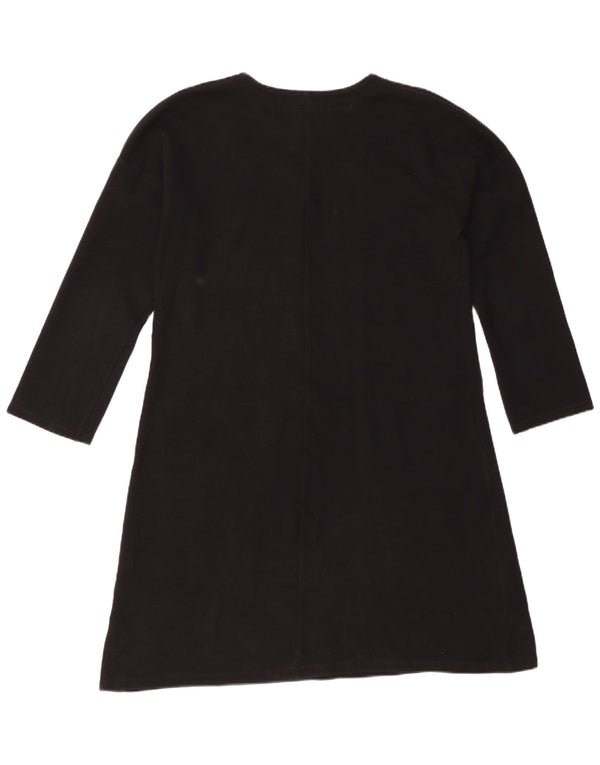 Zara Dame Oversized Langærmet A-Line Kjole UK 10 Small Black Bomuld