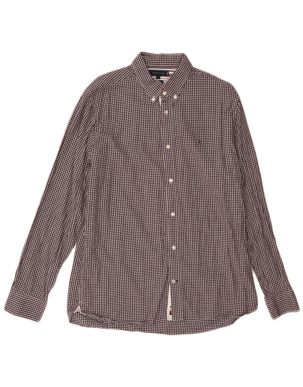 Tommy Hilfiger Herre Flannel Shirt XL Burgundy Gingham Cotton